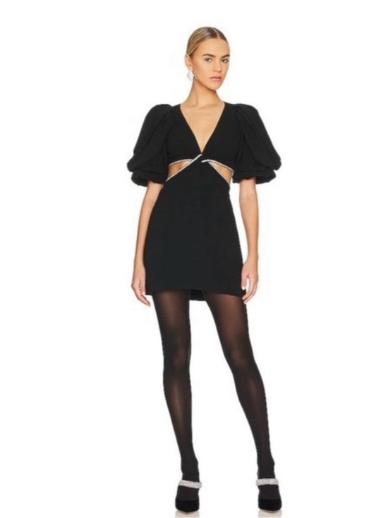 A.L.C. Dresses & Skirts - A.L.C. Black Mini Dress with Puff Sleeves and Waist Cutouts NWT